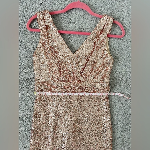 Badgley Mischka Rose Gold Sequin Dress - Picture 5 of 7